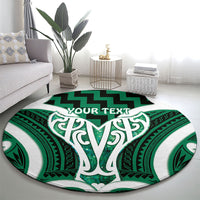 Aotearoa Atua Tangaroa Personalised Round Carpet God Of The Sea Maori Whale Tail Green