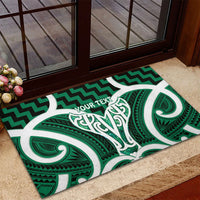 Aotearoa Atua Tangaroa Personalised Rubber Doormat God Of The Sea Maori Whale Tail Green
