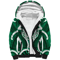 Aotearoa Atua Tangaroa Personalised Sherpa Hoodie God Of The Sea Maori Whale Tail Green