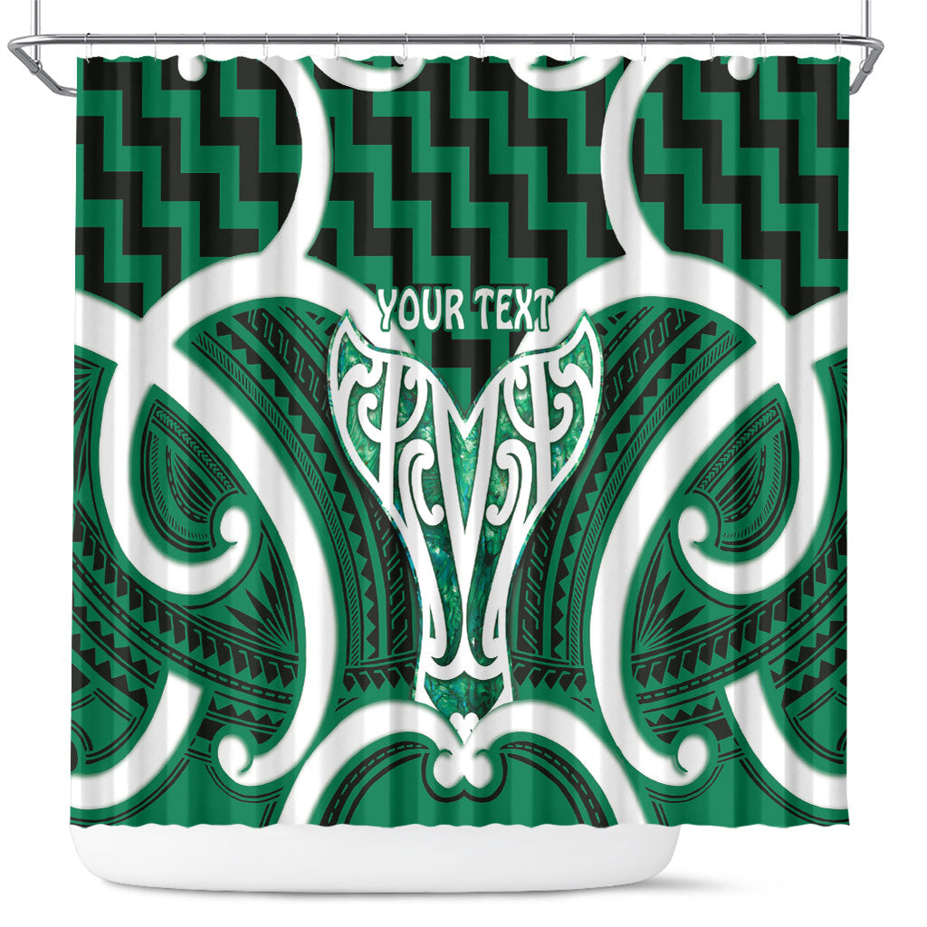 Aotearoa Atua Tangaroa Personalised Shower Curtain God Of The Sea Maori Whale Tail Green
