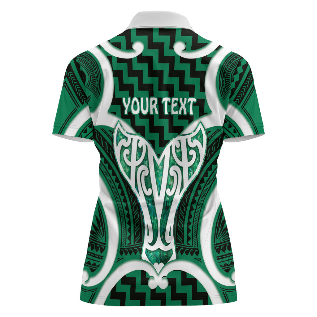 Aotearoa Atua Tangaroa Personalised Women Polo Shirt God Of The Sea Maori Whale Tail Green