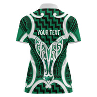 Aotearoa Atua Tangaroa Personalised Women Polo Shirt God Of The Sea Maori Whale Tail Green