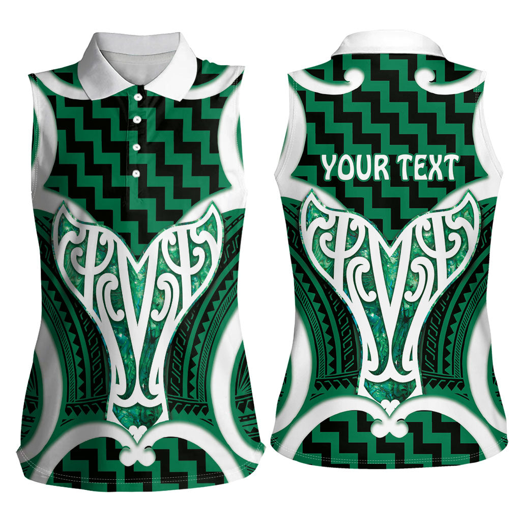 Aotearoa Atua Tangaroa Personalised Women Sleeveless Polo Shirt God Of The Sea Maori Whale Tail Green