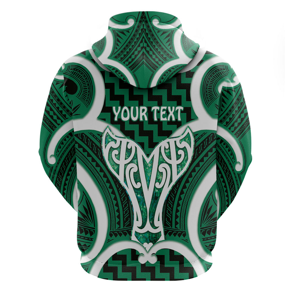Aotearoa Atua Tangaroa Personalised Zip Hoodie God Of The Sea Maori Whale Tail Green