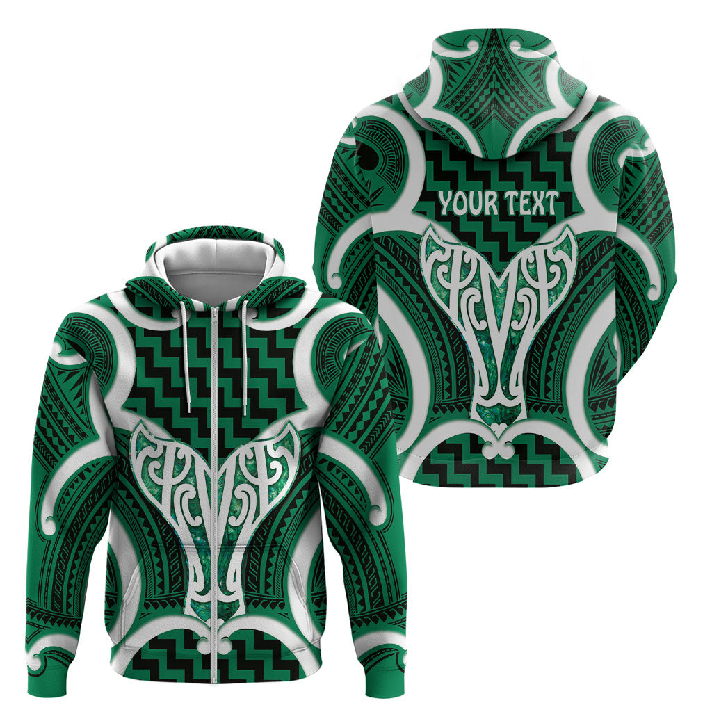 Aotearoa Atua Tangaroa Personalised Zip Hoodie God Of The Sea Maori Whale Tail Green