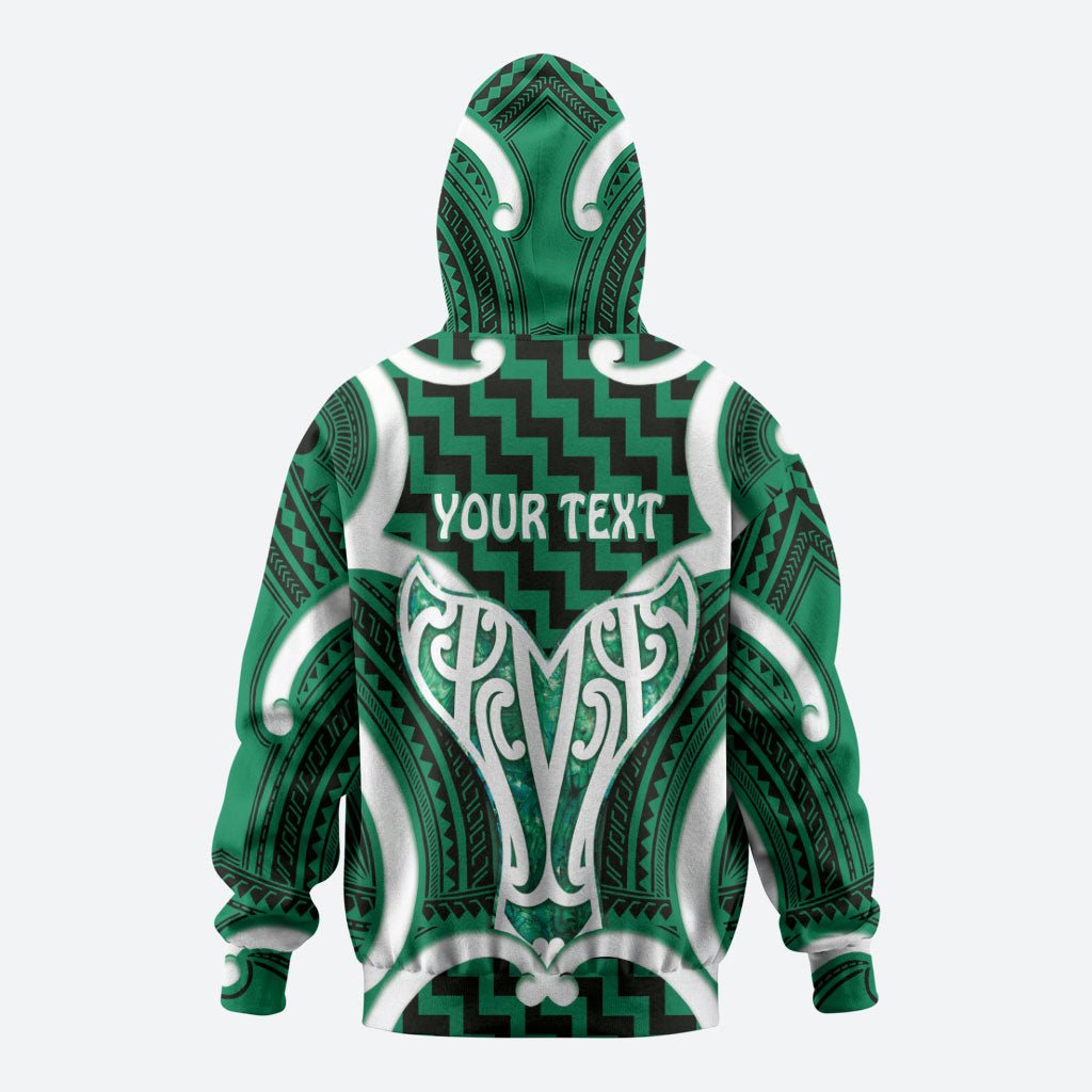 Aotearoa Atua Tangaroa Personalised Zip Hoodie God Of The Sea Maori Whale Tail Green