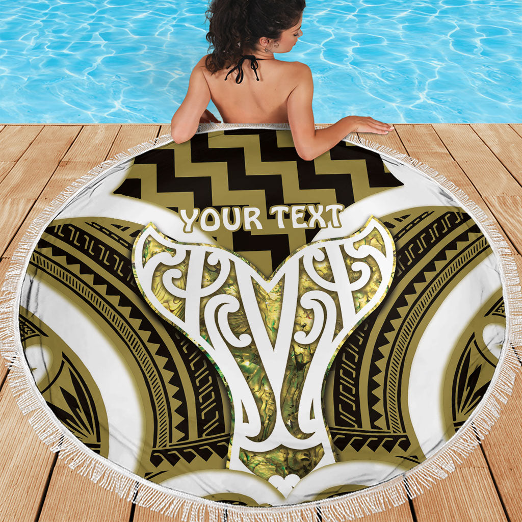Aotearoa Atua Tangaroa Personalised Beach Blanket God Of The Sea Maori Whale Tail Yellow