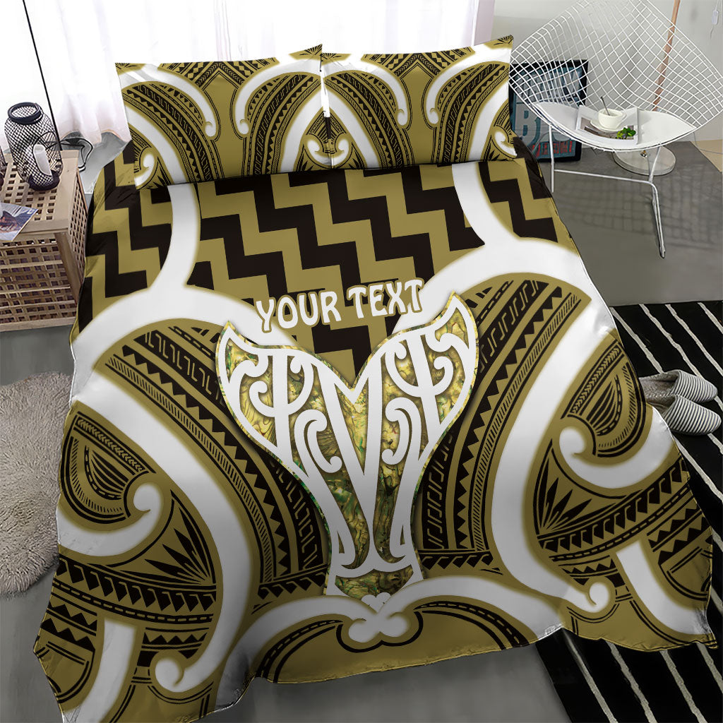 Aotearoa Atua Tangaroa Personalised Bedding Set God Of The Sea Maori Whale Tail Yellow