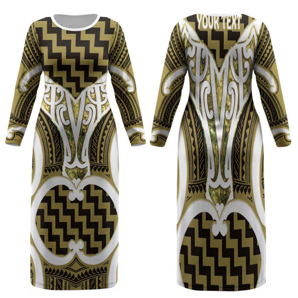 Aotearoa Atua Tangaroa Personalised Family Matching Long Sleeve Bodycon Dress and Hawaiian Shirt God Of The Sea Maori Whale Tail Yellow