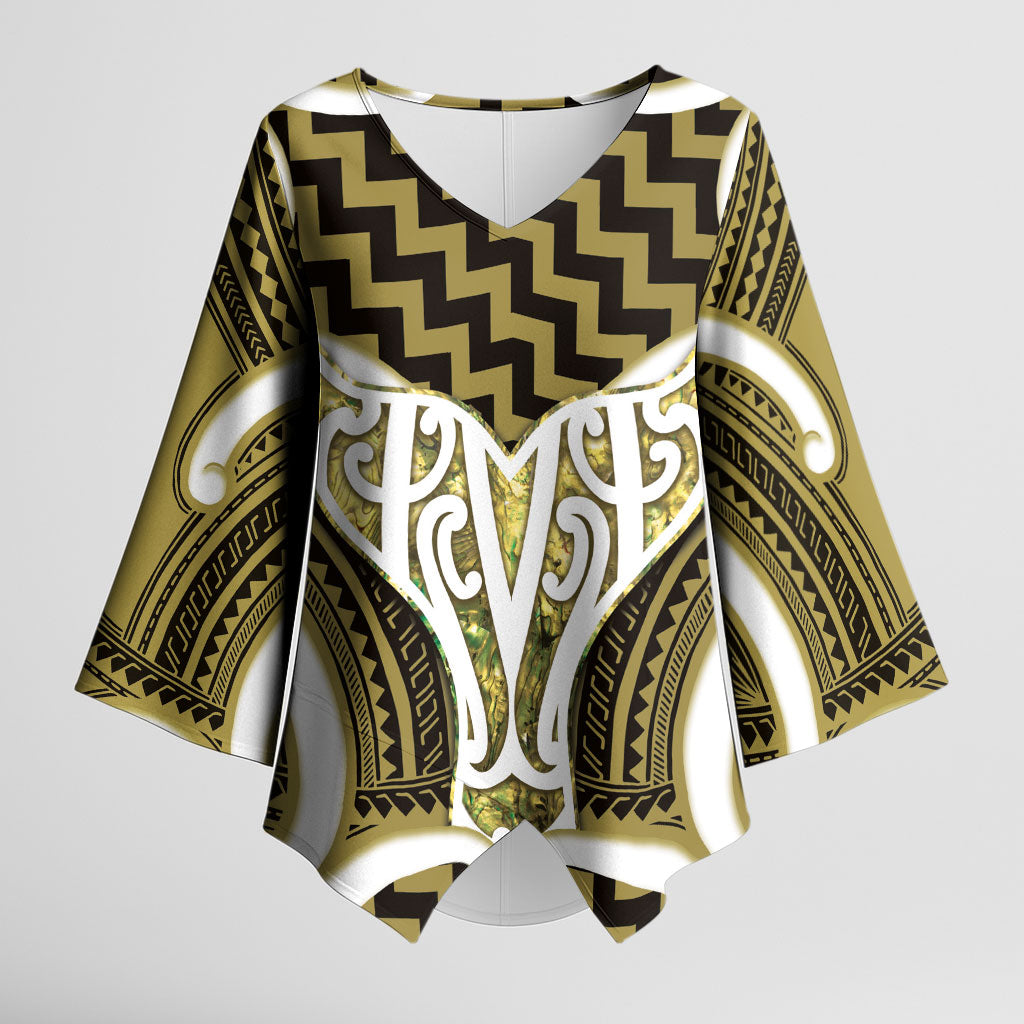 Aotearoa Atua Tangaroa Personalised Kimono Sleeve Blouse God Of The Sea Maori Whale Tail Yellow LT14 Female Yellow - Polynesian Pride