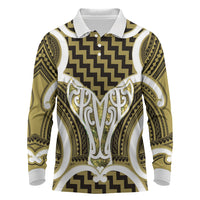 Aotearoa Atua Tangaroa Personalised Long Sleeve Polo Shirt God Of The Sea Maori Whale Tail Yellow