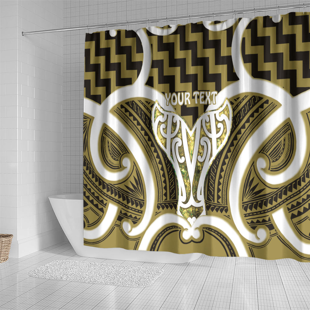 Aotearoa Atua Tangaroa Personalised Shower Curtain God Of The Sea Maori Whale Tail Yellow