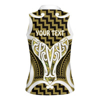 Aotearoa Atua Tangaroa Personalised Women Sleeveless Polo Shirt God Of The Sea Maori Whale Tail Yellow
