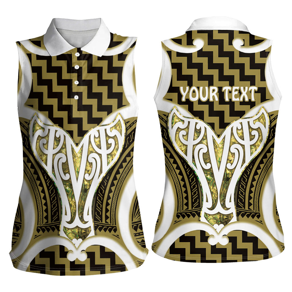 Aotearoa Atua Tangaroa Personalised Women Sleeveless Polo Shirt God Of The Sea Maori Whale Tail Yellow