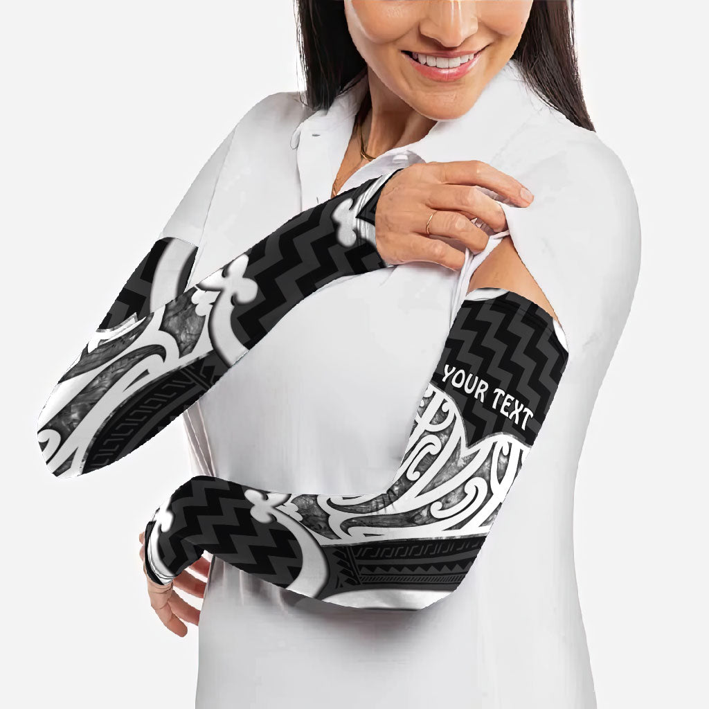 Aotearoa Atua Tangaroa Personalised Arm Sleeves God Of The Sea Maori Whale Tail Black