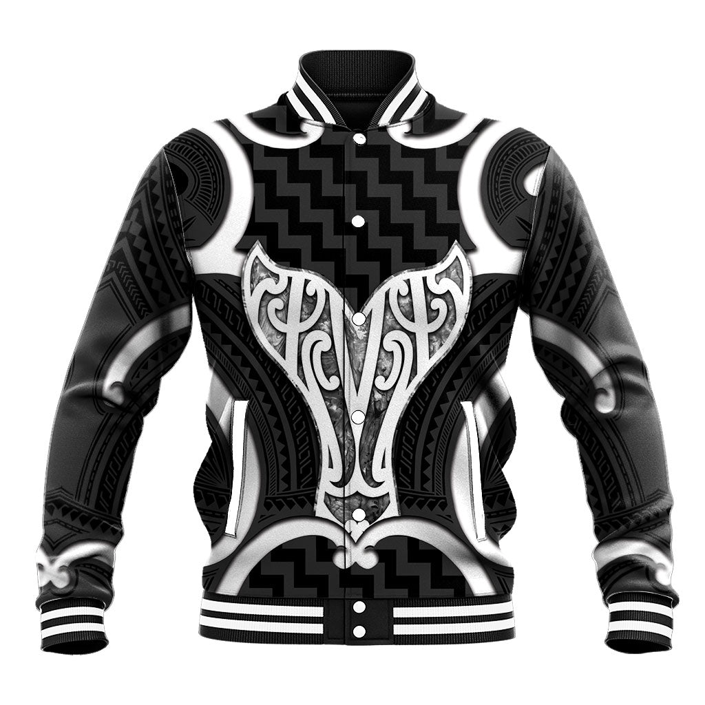 Aotearoa Atua Tangaroa Personalised Baseball Jacket God Of The Sea Maori Whale Tail Black LT14 Unisex Black - Polynesian Pride
