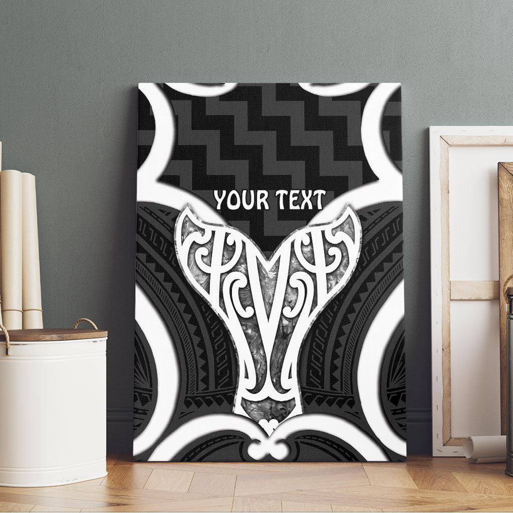 Aotearoa Atua Tangaroa Personalised Canvas Wall Art God Of The Sea Maori Whale Tail Black