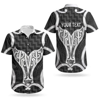 Aotearoa Atua Tangaroa Personalised Couples Matching Long Sleeve Bodycon Dress and Hawaiian Shirt God Of The Sea Maori Whale Tail Black