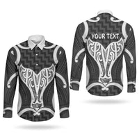 Aotearoa Atua Tangaroa Personalised Couples Matching Short Sleeve Bodycon Dress and Long Sleeve Button Shirt God Of The Sea Maori Whale Tail Black