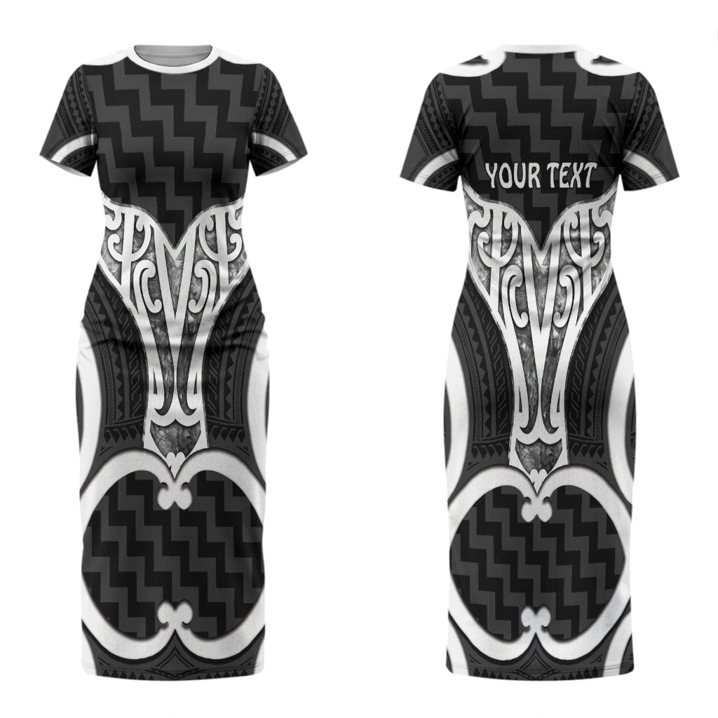 Aotearoa Atua Tangaroa Personalised Couples Matching Short Sleeve Bodycon Dress and Long Sleeve Button Shirt God Of The Sea Maori Whale Tail Black