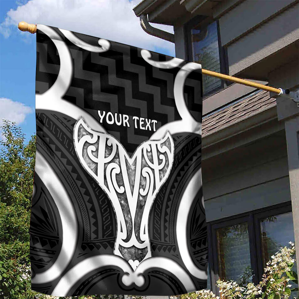 Aotearoa Atua Tangaroa Personalised Garden Flag God Of The Sea Maori Whale Tail Black