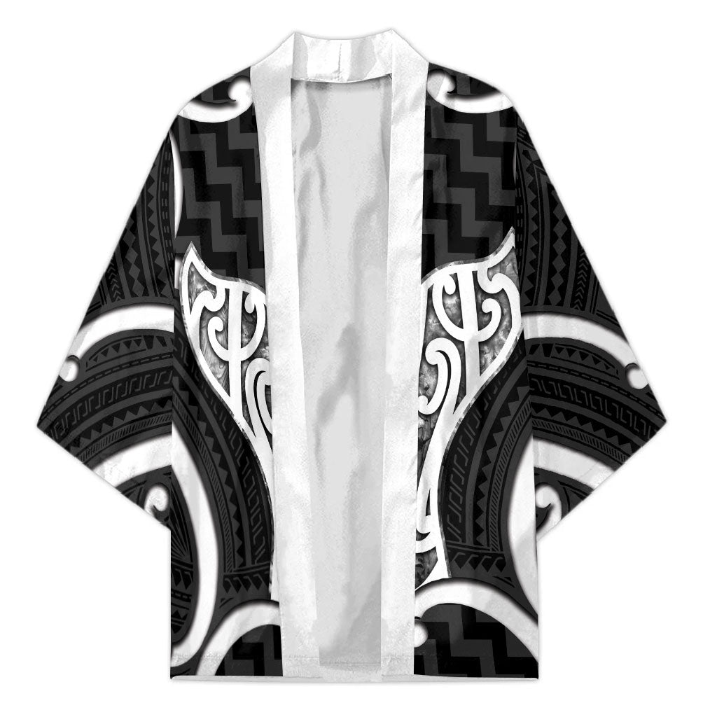 Aotearoa Atua Tangaroa Personalised Kimono God Of The Sea Maori Whale Tail Black LT14 Unisex Black - Polynesian Pride