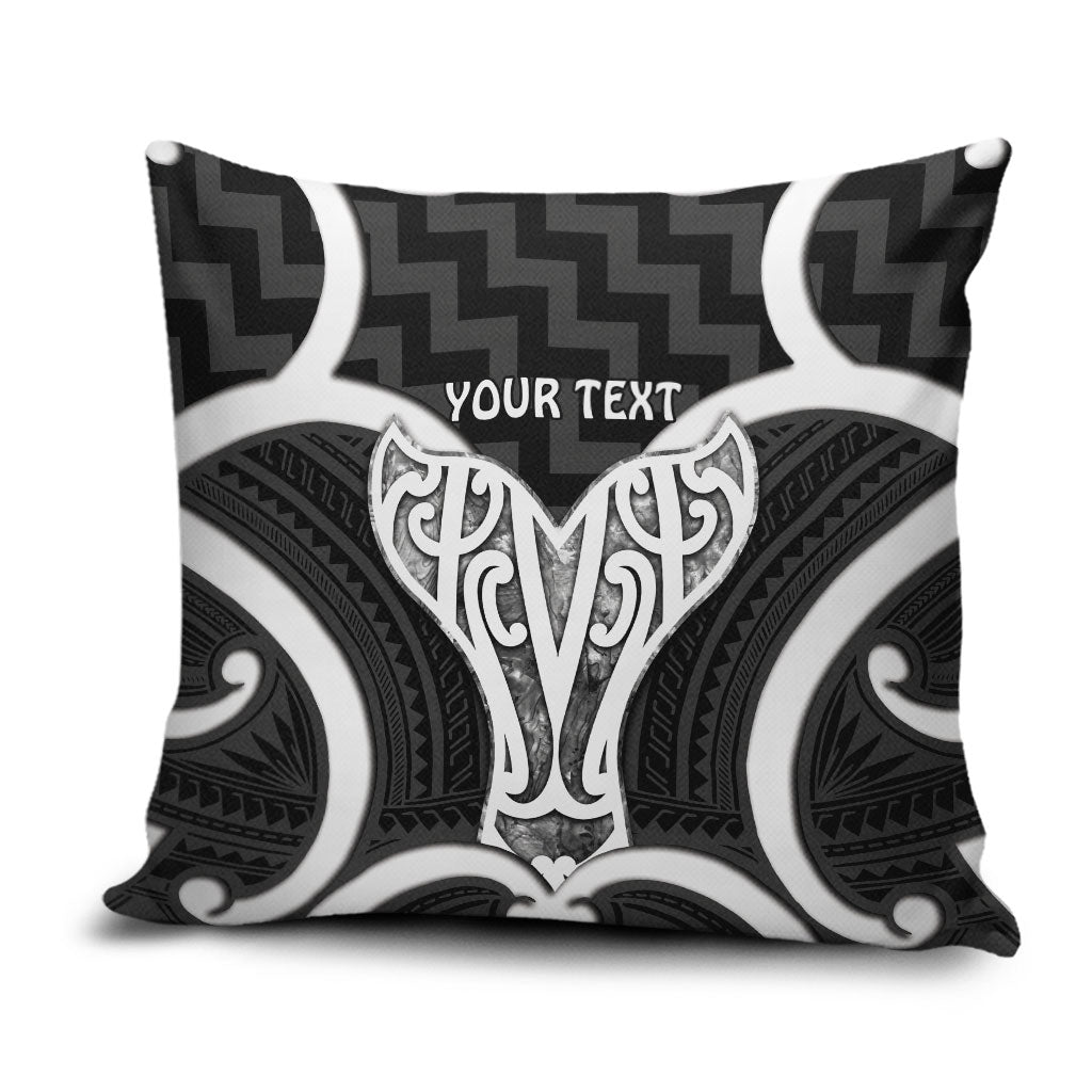 Aotearoa Atua Tangaroa Personalised Pillow Cover God Of The Sea Maori Whale Tail Black LT14 Black - Polynesian Pride