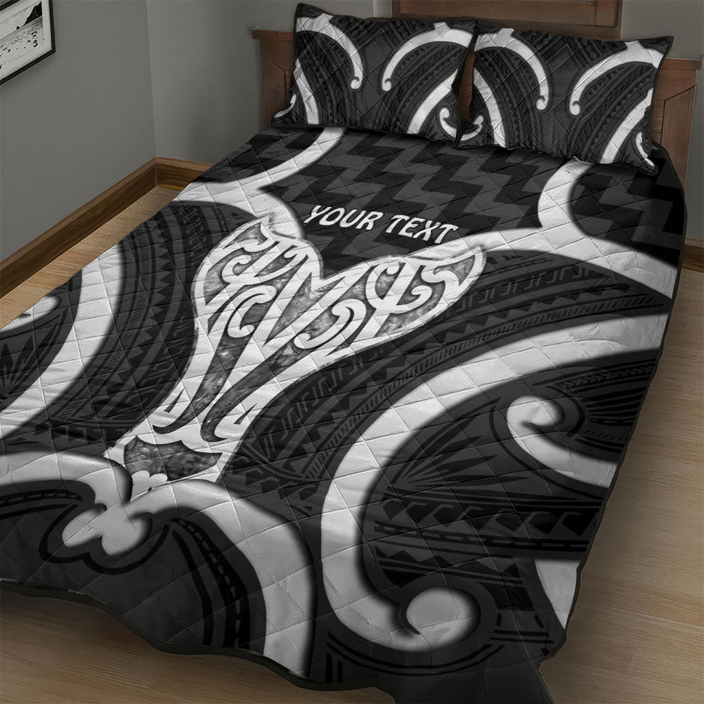 Aotearoa Atua Tangaroa Personalised Quilt Bed Set God Of The Sea Maori Whale Tail Black