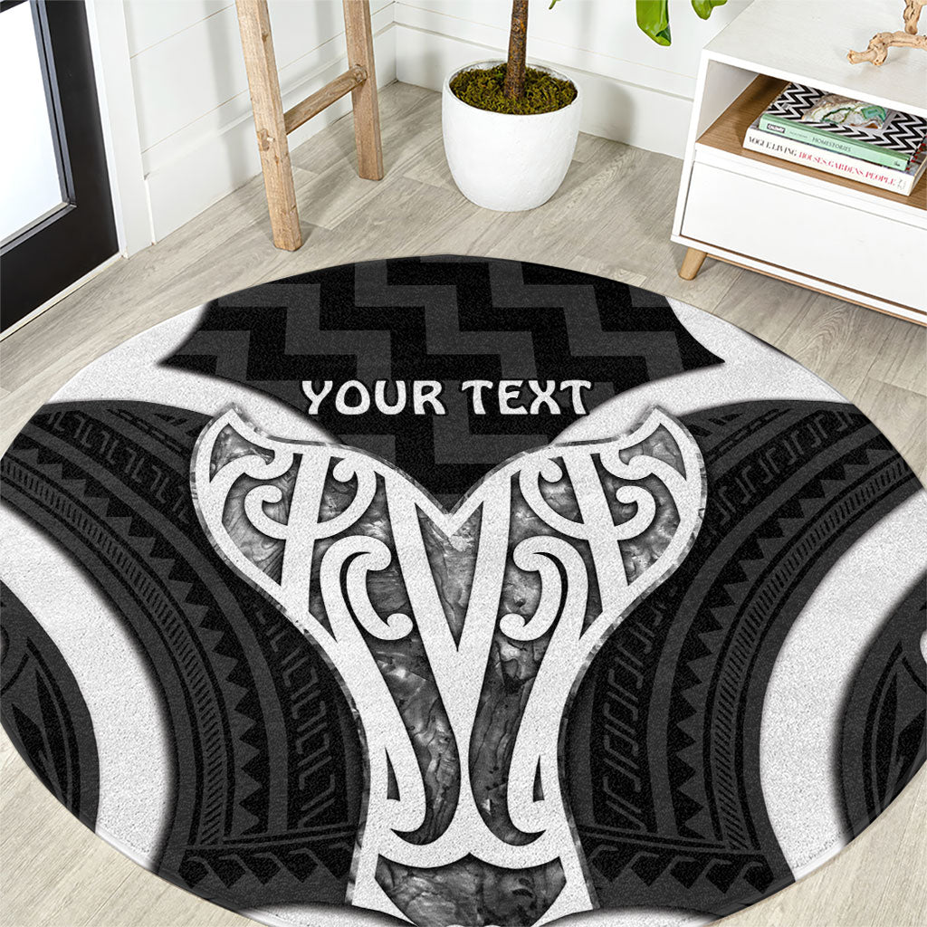 Aotearoa Atua Tangaroa Personalised Round Carpet God Of The Sea Maori Whale Tail Black