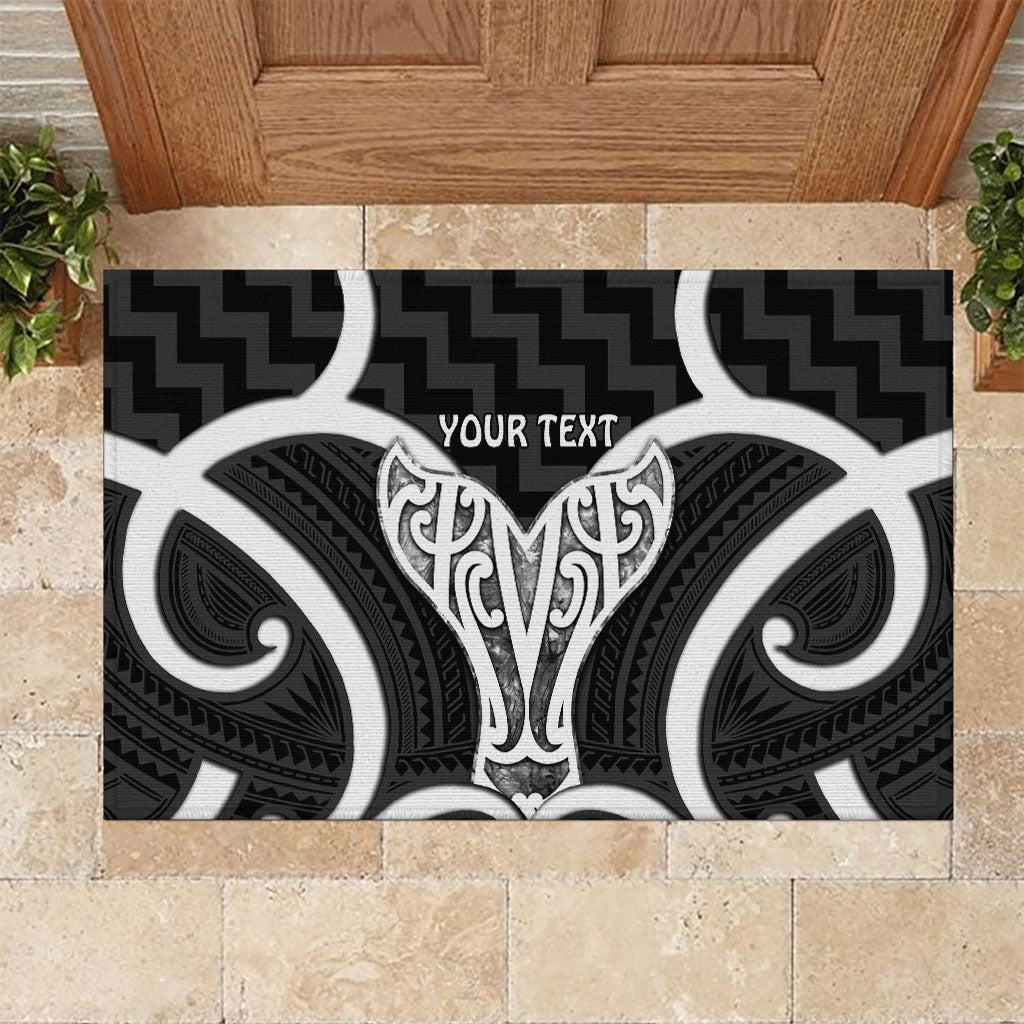 Aotearoa Atua Tangaroa Personalised Rubber Doormat God Of The Sea Maori Whale Tail Black LT14 Black - Polynesian Pride