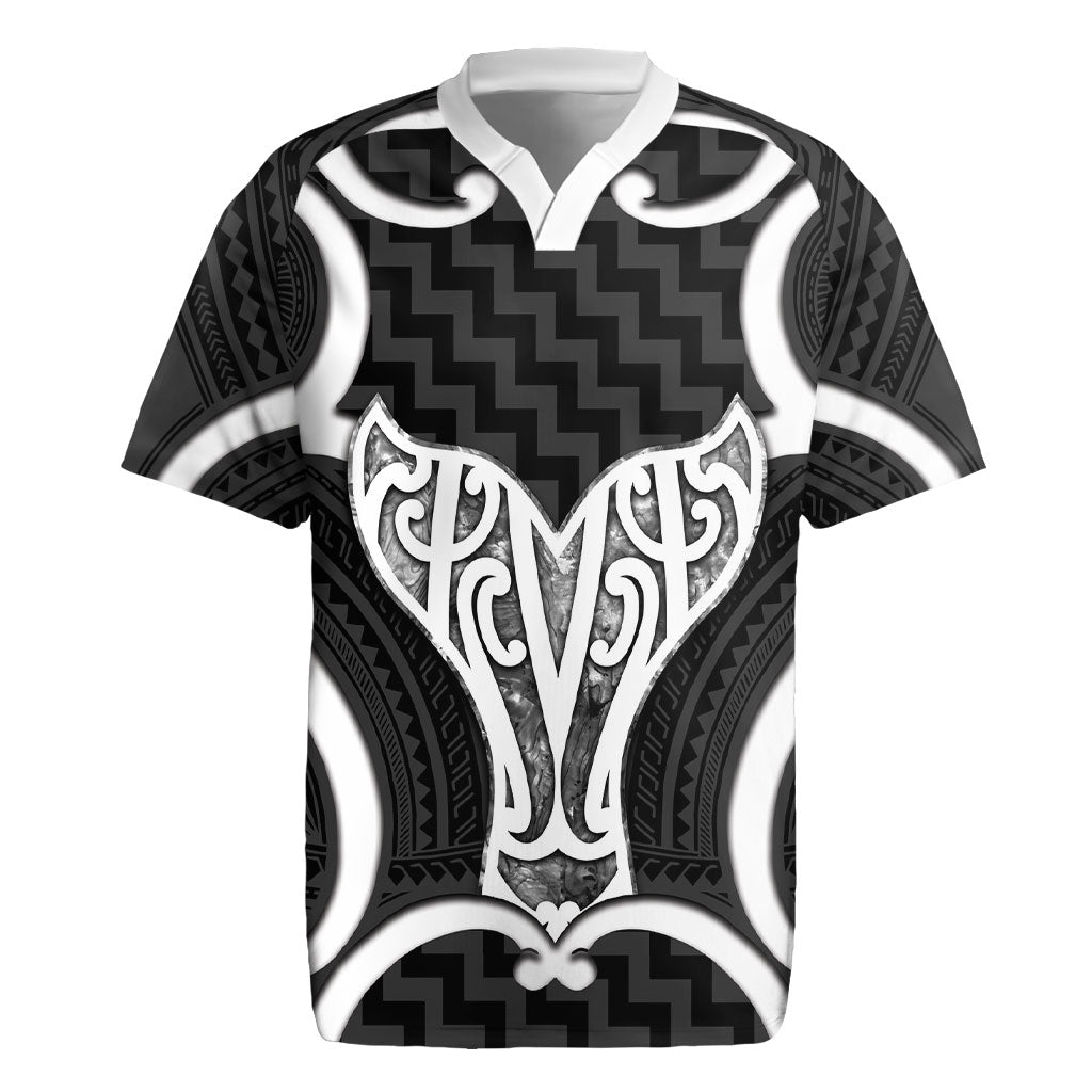 Aotearoa Atua Tangaroa Personalised Rugby Jersey God Of The Sea Maori Whale Tail Black LT14 Black - Polynesian Pride