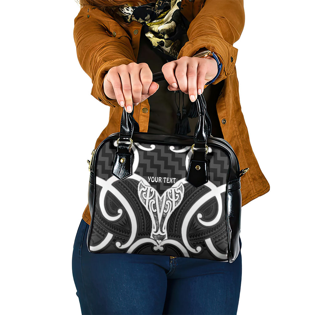 Aotearoa Atua Tangaroa Personalised Shoulder Handbag God Of The Sea Maori Whale Tail Black