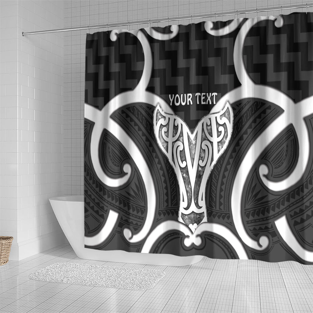 Aotearoa Atua Tangaroa Personalised Shower Curtain God Of The Sea Maori Whale Tail Black