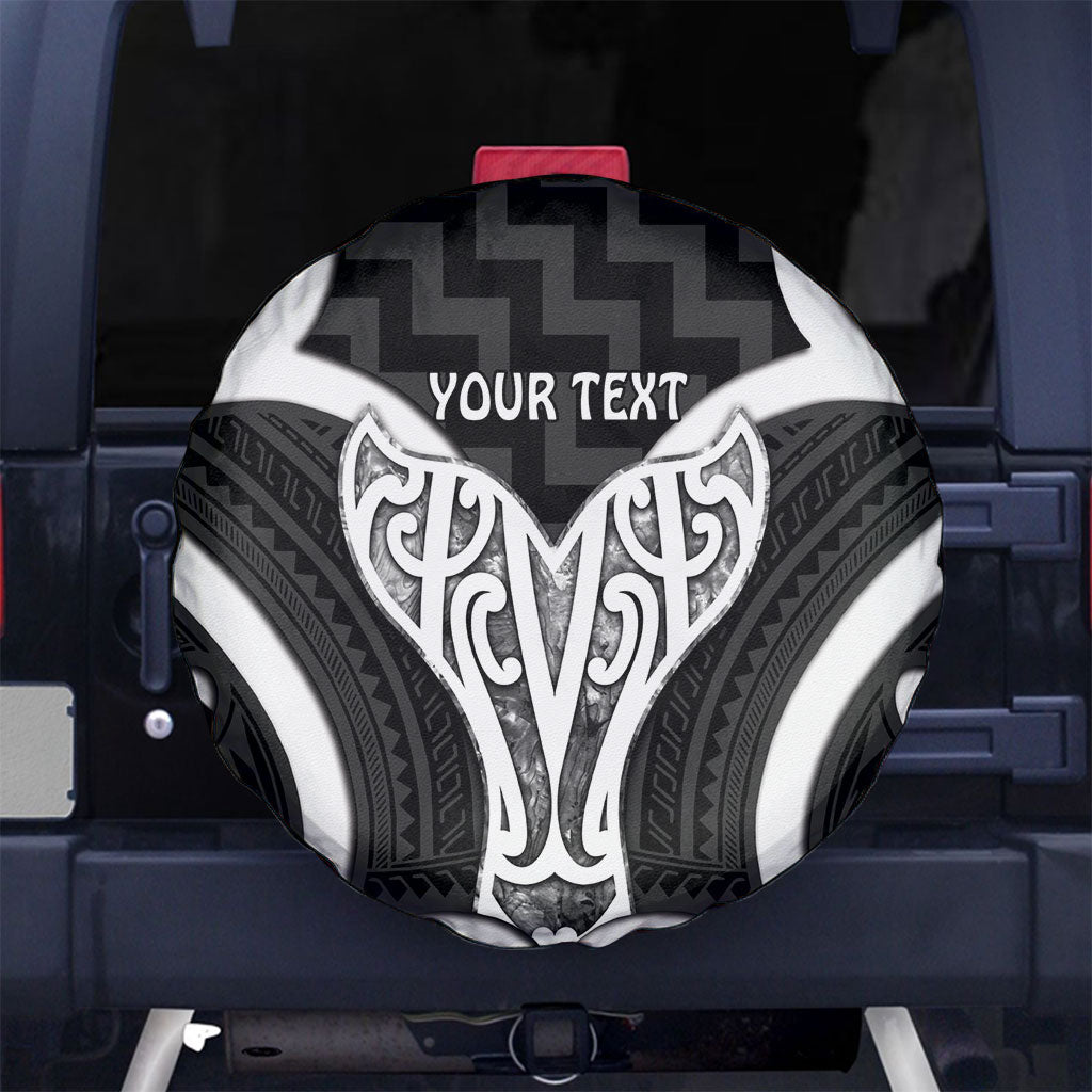 Aotearoa Atua Tangaroa Personalised Spare Tire Cover God Of The Sea Maori Whale Tail Black