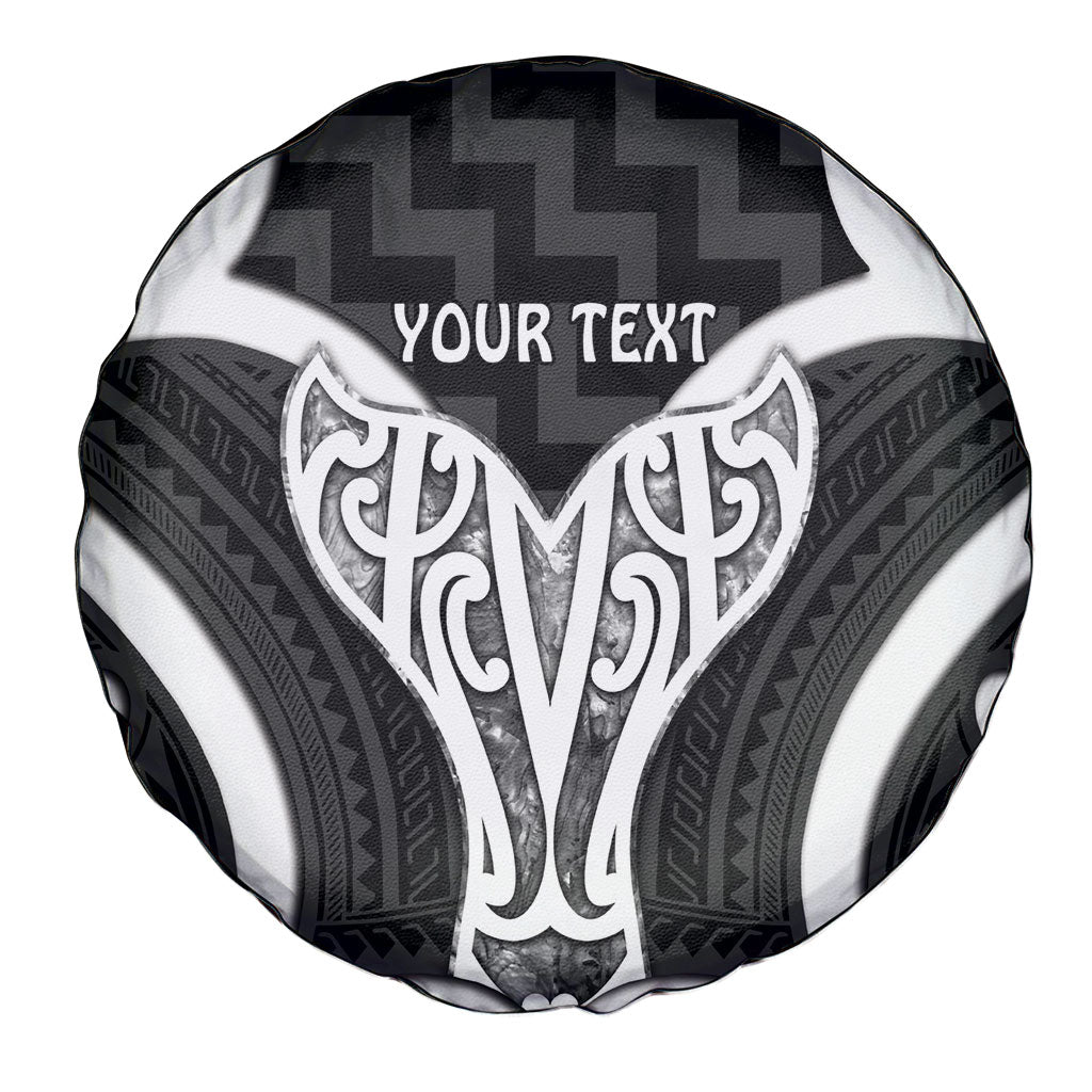 Aotearoa Atua Tangaroa Personalised Spare Tire Cover God Of The Sea Maori Whale Tail Black