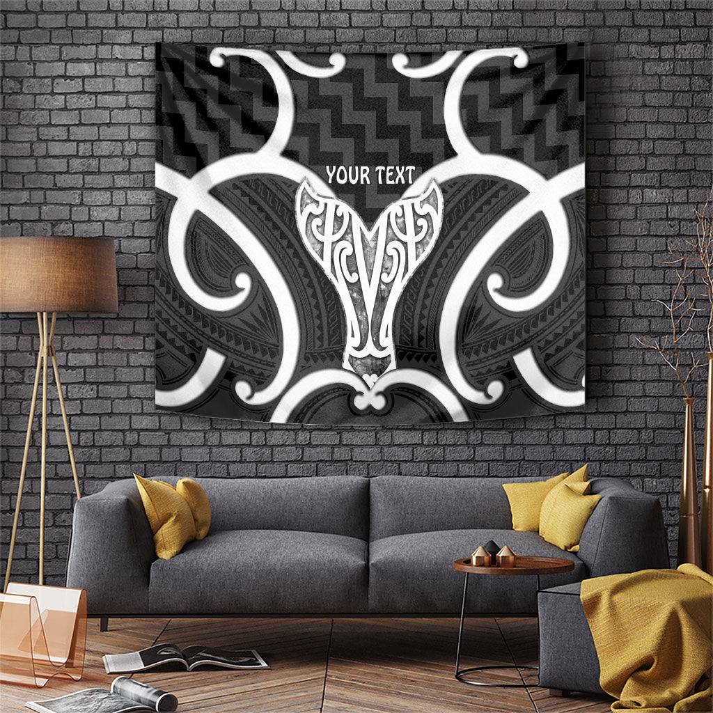 Aotearoa Atua Tangaroa Personalised Tapestry God Of The Sea Maori Whale Tail Black