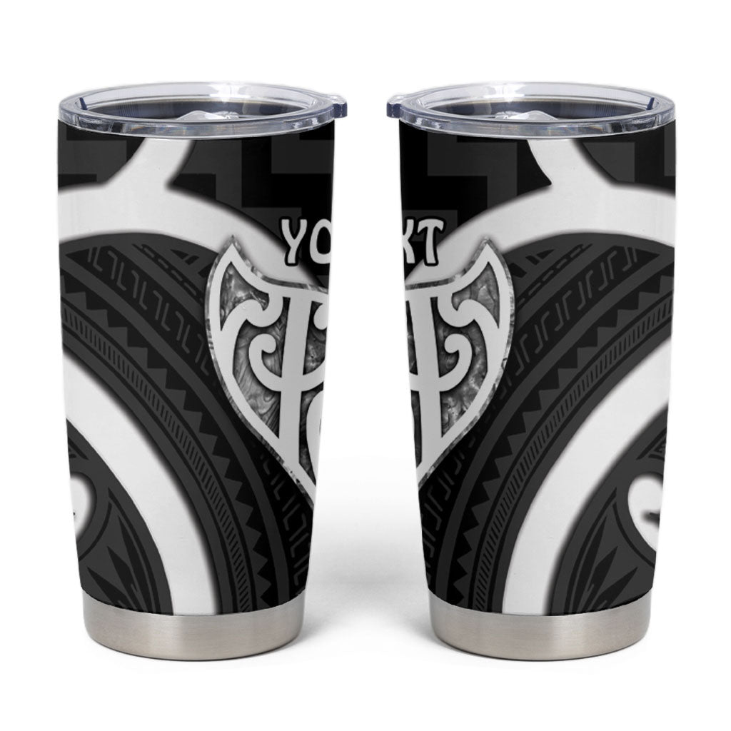 Aotearoa Atua Tangaroa Personalised Tumbler Cup God Of The Sea Maori Whale Tail Black