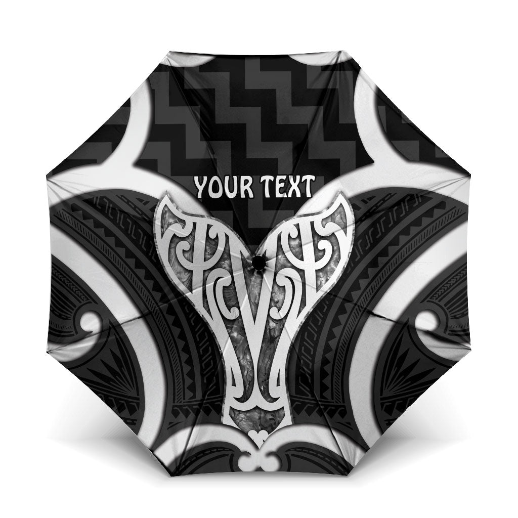 Aotearoa Atua Tangaroa Personalised Umbrella God Of The Sea Maori Whale Tail Black LT14 One Size Folded 11.42 inch Opened Diameter 37.4 inch Black - Polynesian Pride