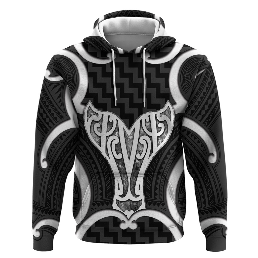 Aotearoa Atua Tangaroa Personalised Zip Hoodie God Of The Sea Maori Whale Tail Black
