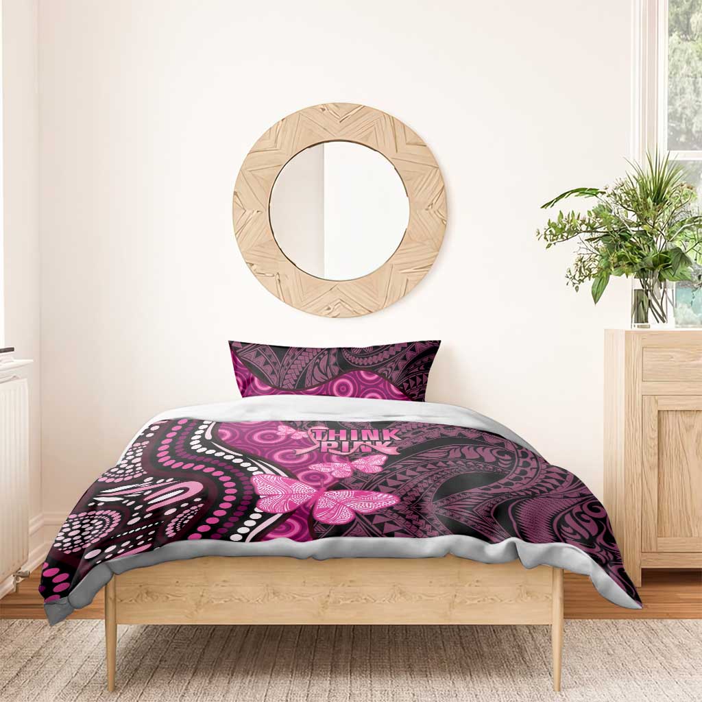 Think Pink Breast Cancer Awareness Bedding Set Butterfly Aboriginal Mix Polynesian Pattern