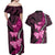 Think Pink Breast Cancer Awareness Couples Matching Off Shoulder Maxi Dress and Hawaiian Shirt Butterfly Aboriginal Mix Polynesian Pattern