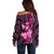 Think Pink Breast Cancer Awareness Off Shoulder Sweater Butterfly Aboriginal Mix Polynesian Pattern