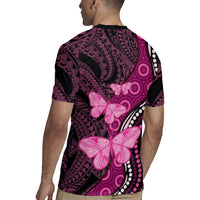 Think Pink Breast Cancer Awareness Rugby Jersey Butterfly Aboriginal Mix Polynesian Pattern