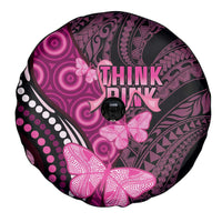 Think Pink Breast Cancer Awareness Spare Tire Cover Butterfly Aboriginal Mix Polynesian Pattern