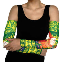 Cook Islands Christmas Arm Sleeves Surfing Santa Mere Kiritimiti - Polynesian Pride