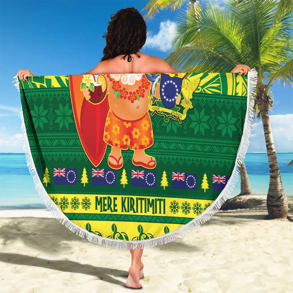 Cook Islands Christmas Beach Blanket Surfing Santa Mere Kiritimiti - Polynesian Pride