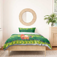 Cook Islands Christmas Bedding Set Surfing Santa Mere Kiritimiti - Polynesian Pride