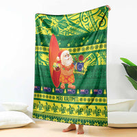 Cook Islands Christmas Blanket Surfing Santa Mere Kiritimiti - Polynesian Pride
