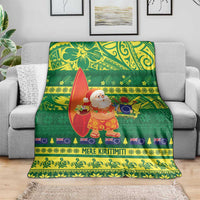 Cook Islands Christmas Blanket Surfing Santa Mere Kiritimiti - Polynesian Pride