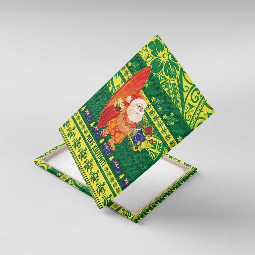 Cook Islands Christmas Canvas Wall Art Surfing Santa Mere Kiritimiti - Polynesian Pride